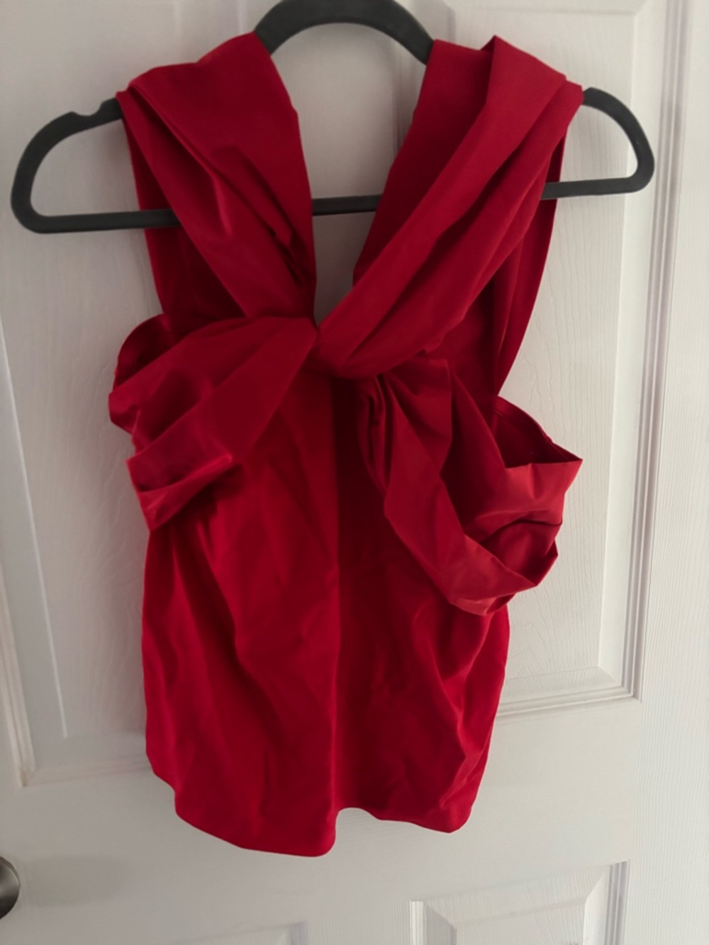 LOFT Red Sleeveless Knot-Front Top